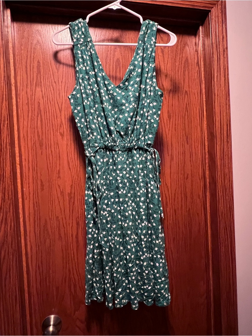 Cynthia Rowley Green Floral Wrap-Style Sleeveless Mini Dress